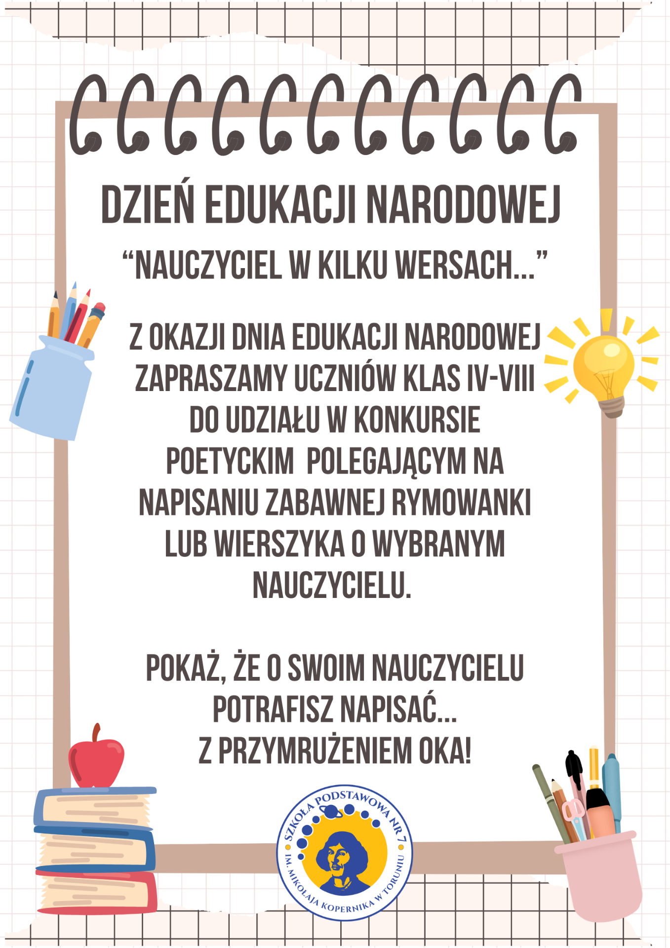 Konkurs poetycki "Nauczyciel w kilku wersach" dla uczniów