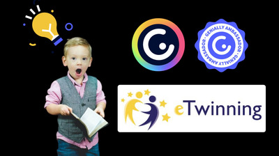 Logo projektu eTwinning "Uczeń, czyli genialny nauczyciel"