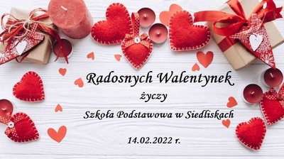 Kartka walentynkowa wykonana przez Samorząd Uczniowski SP Siedliska