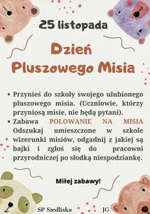 Dzień Pluszowego Misia - plakat informacyjny