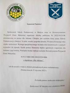 Informacja na temat zbiórki publicznej nr 2022/5815/OR przeznaczonej na pomoc dla Adriana