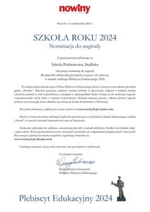 Informacja o nominacji do nagrody "SZKOŁA ROKU 2024"