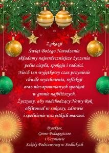 Życzenia z okazji Świąt Bożego Narodzenia 