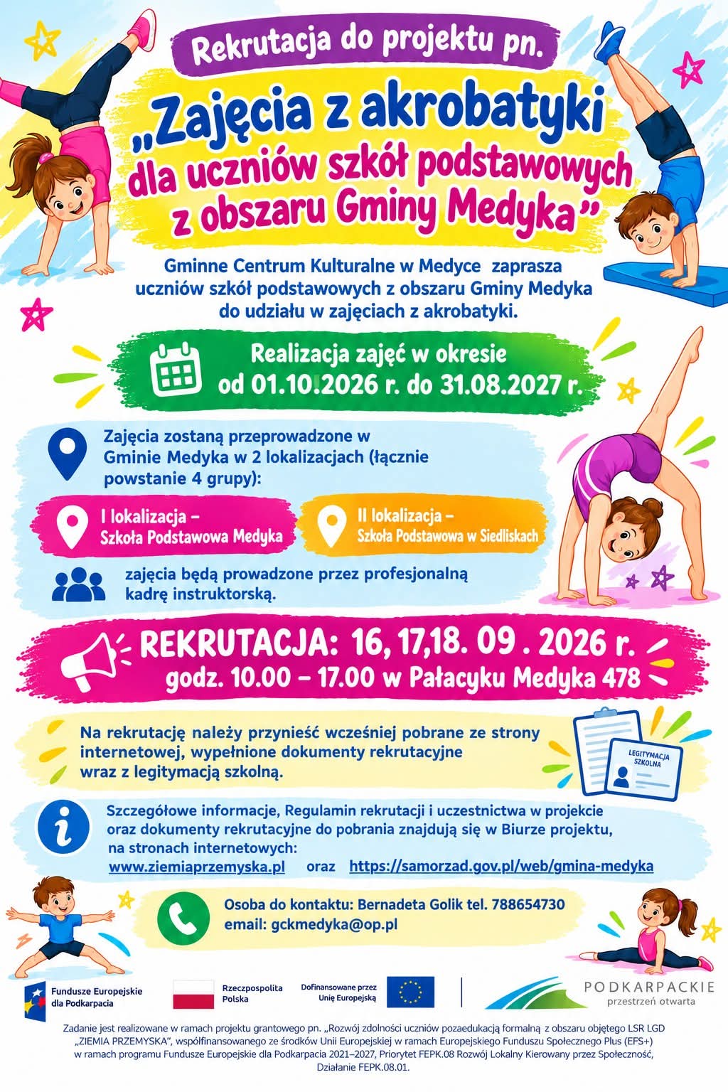 Nabór na zajęcia z akrobatyki dla uczniów Gminy Medyka