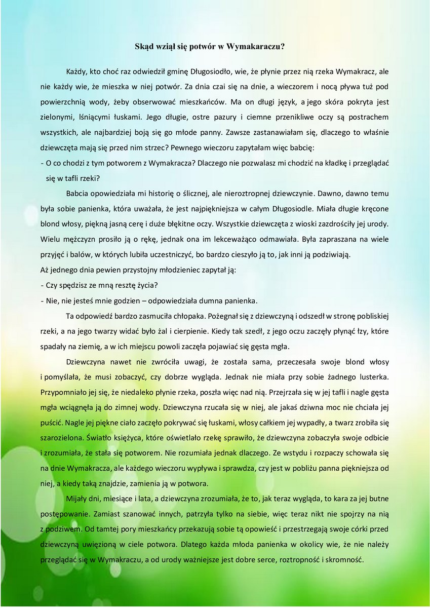 Nagrodzona praca Olgi Ponichtery z kl. IVa