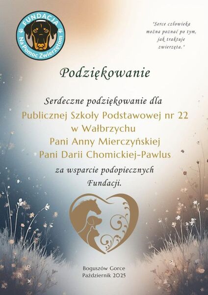 Podziękowanie SP 22