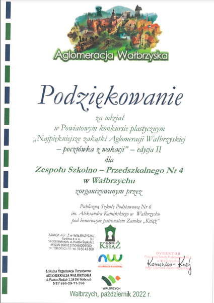 Najpiękniejsze zakątki Aglomeracji Wałbrzyskiej Konkurs plastyczny