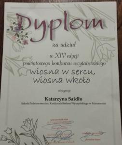 Konkurs recytatorski "Wiosna w sercu, wiosna wkoło"