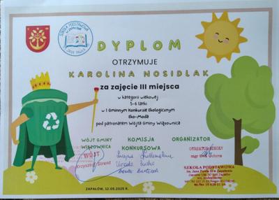 Sukces naszej uczennicy - Karoliny Nosidlak