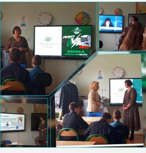 Spotkanie kl.7-8 z adwokat Marzeną Szklarz -Stępień w ramach akcji ,,ADWOKACI ROZJAŚNIAJĄ PRAWO " -szkoła wolna od hejtu .