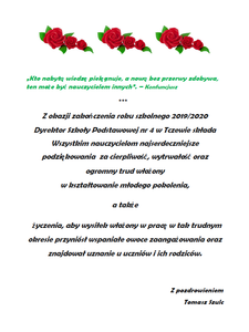 Podziękowania i życzenia