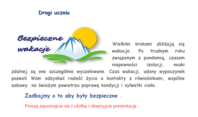 Informacja - bezpieczne wakacje