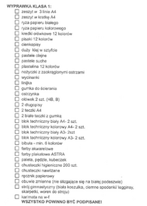 Zdjęcie - Wyprawka klasy pierwsze