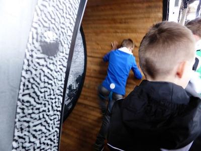 Działanie I - wycieczka do muzeum przemysłowego U6 w Ostrawie - Vitkovicach. Koło napędzane pracą nóg.
