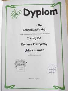 Dyplom za zajęcie I miejsca.
