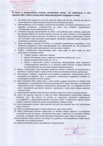 Zasady bezpieczeństwa związane z pandemią COVID -19 obowiązujące w roku szkolnym 2021/2022