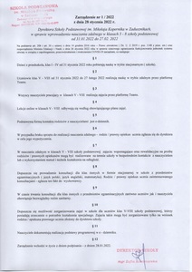 Zarządzenie Dyrektora Szkoły