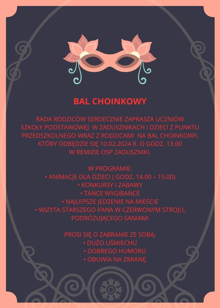Informacje o balu choinkowym