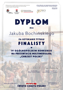 Dyplom finalisty dla Jakuba Bochińskiego.