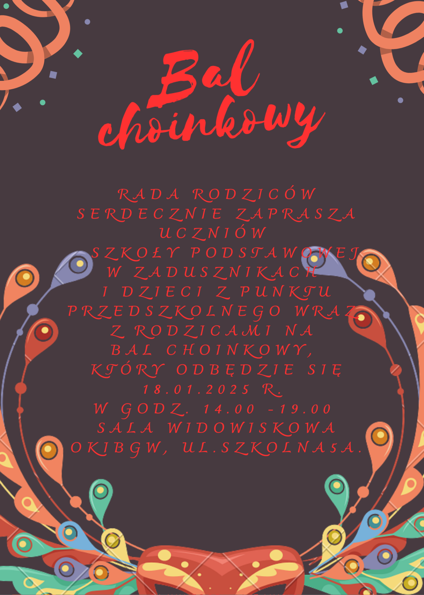 plakat Bal choinkowy