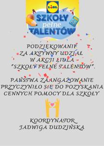 podziękowanie za zaangażowanie