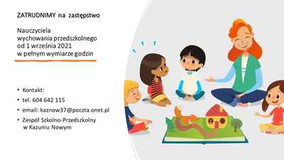 Zatrudnimy nauczyciela wychowania przedszkolnego