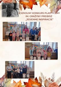 Kolaż zdjęciowy przedstawiający uczestników szkolnego konkursu plastycznego