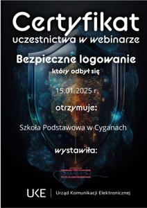 Certyfikat uczestnictwa 